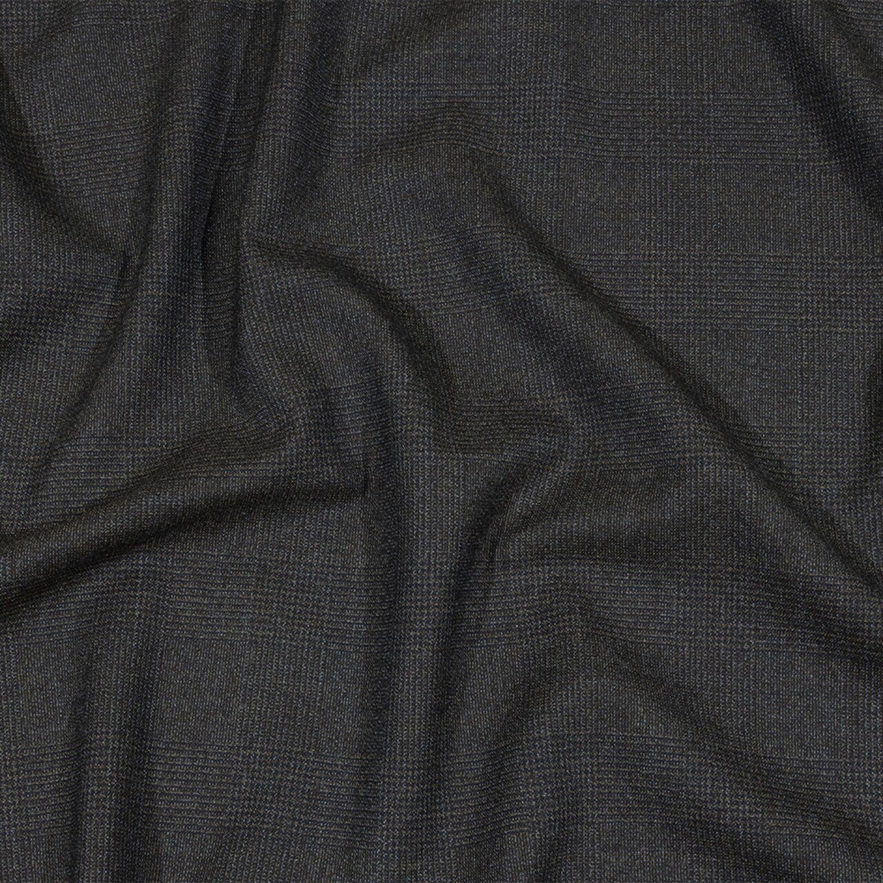 1 Yard Balenciaga Italian Black Iris, Brown and Blue Ice Glen Check Wool Suiting